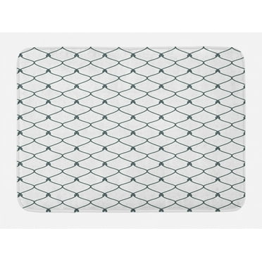Antique Bath Mat, Curvy Wavy Lines and Oval Shapes with Delicate Knots Simplistic Design, Non-Slip Plush Mat Bathroom Kitchen Laundry Room Decor, 29.5 X 17.5 Inches, Slate Blue and White, Ambesonne