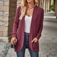 thumbnail image 5 of Qwertyu Womens Long Cardigan Lightweight Sweater Open Front Long Sleeve Cardigans with Pockets 2025 Wine L, 5 of 7