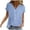 shirts 114#Light Blue, variant on Womens Summer Top Loose Fit Pleated V Neck Short Sleeve Curved Hem Flowy Shirts Blouse Beach Outdoor Versatile Vacation Clothes