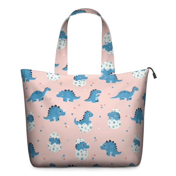 Pink Cartoon Dinosaurs Eggs Pattern Travel Tote Bags for Women Carry On,Large Weekender Bags for Women Travel,Multi Functional Duffle Bag for Work,Shopping,Sports