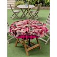 thumbnail image 3 of Outdoor Tablecloth with Umbrella Hole and Zipper, Valentine's Day Round Table Cloth 54 Inch Waterproof Tablecloth, Romantic Love Pink Plaid Beige Vintage Picnic Table Cover for Patio Camping, 3 of 7
