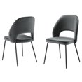 thumbnail image 1 of Side Dining Chair, Set of 2, Black Grey Gray, Velvet, Modern Contemporary, Kitchen Room Cafe Bistro Restaurant Hospitality, 1 of 8