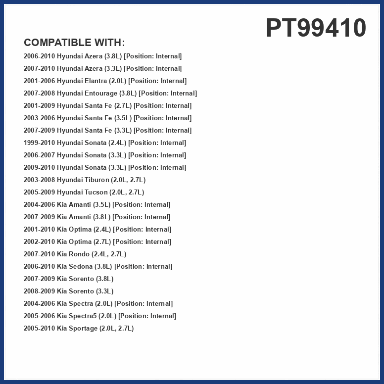 PG Transmission Filter Kit PT99410 | Fits 2000-10 Hyundai Sonata, 2001-09 Santa Fe, 2001-06 Elantra, Tucson, 2002-10 Kia Optima, 2006-10 Sedona, 2005-10 Sportage, 2004-06 Sorento, 2004-06 Spectra