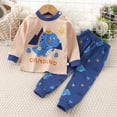 thumbnail image 2 of TOWED22 Toddler Boy Fall Outfits 2Pcs Long Sleeve Graphic Round Neck Pullover Top Thick Jogger Pants Soft Clothes Set(Dark Blue,3-4 Y), 2 of 4
