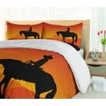 thumbnail image 5 of Ambesonne Silhouette Duvet Cover Set, Lonely Cowboy Horseback, 2-Calking, Black Vermilion, 5 of 6