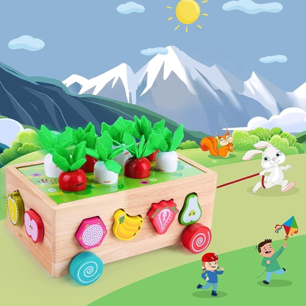 Juguete Montessori 3 En 1 De Madera Para Niños De 1 A 3 Años – Clasifica Colores, Apila Palitos Y Monedas Con Bolsa De Transporte