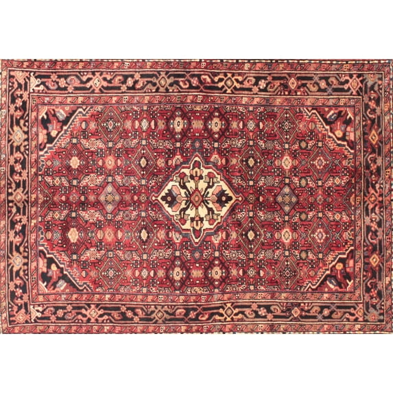 Ahgly Company Indoor Rectangle Traditional Sunrise Orange Persian Area Rugs, 5' x 8'