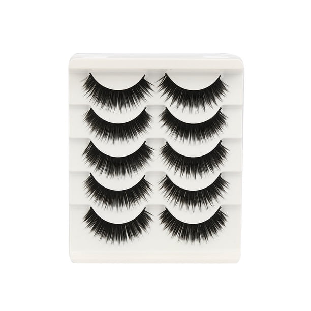 Pestañas postizas largas hechas a mano, 5 pares, grandes y negras. Pestañas naturales de moda