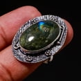 thumbnail image 2 of Blue Fire Labradorite Oval Shape Gemstone Handmade Ring Jewelry 7.25" SA 594, 2 of 2