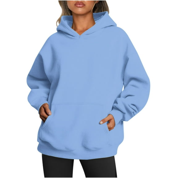 ZyeKqe Womens Oversized Hoodies Lightfleece Lined Sweatshirts Long Sleeve Pullover TopFall Outfits with Pocket