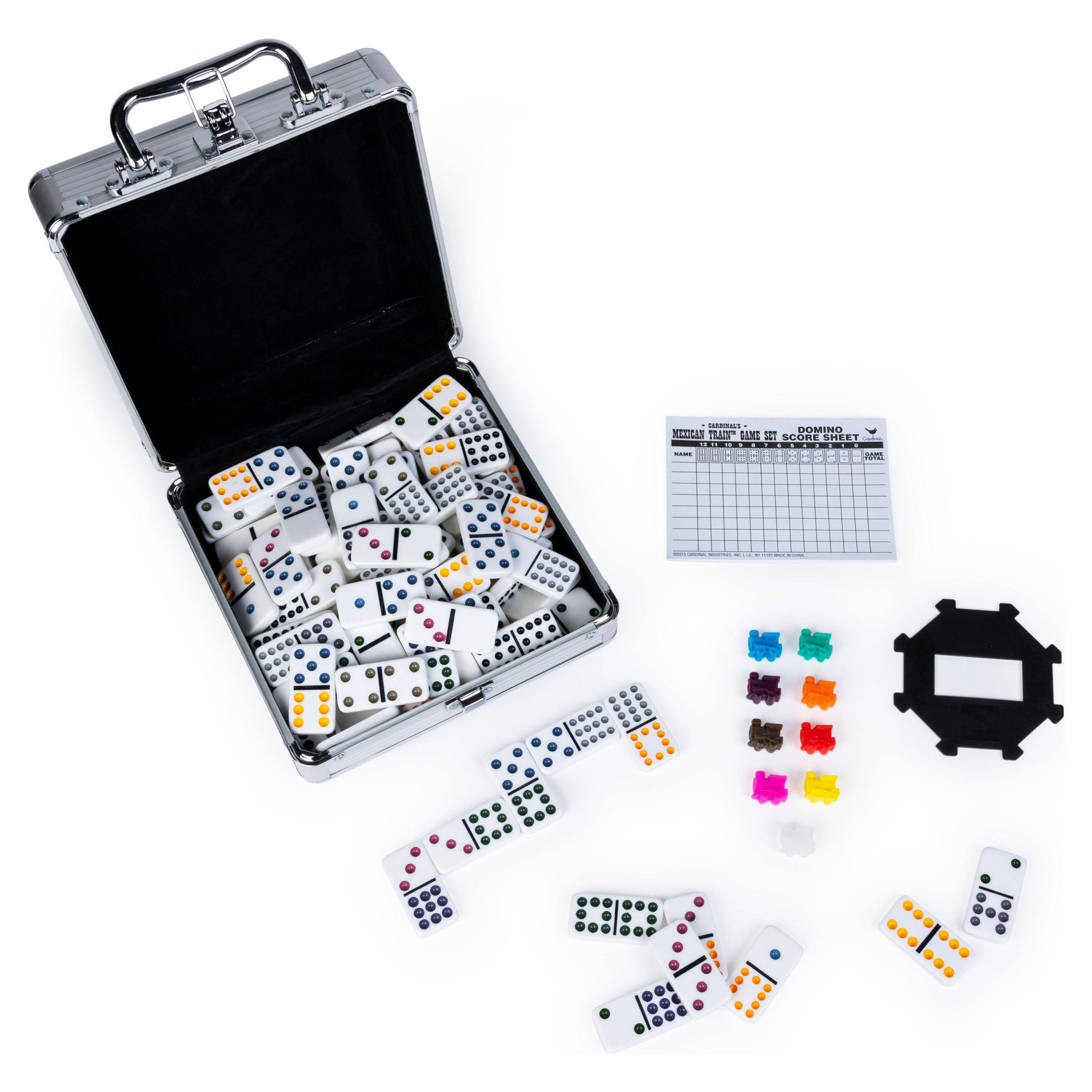 The Games Club® TRAIN DOMINOES in Silver Metal Carry Case - BRAND NEW