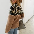 thumbnail image 6 of Women Camou Patchwork Pullover Long Sleeve Zip Camou Patchwork Sweatshirt with Pocket for Spring Autumn Winter Khaki L, 6 of 8