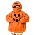 thumbnail image 3 of DISKEBUISS Hoodies for Women Halloween Zip Pumpkin Head Long Sleeve Sweatshirt Casual Fashion Pullover, 3 of 8