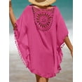 thumbnail image 3 of Swimsuit Cover Up for Women Plus Size Hollow Hand Crochet Neck Boho Bathing Suit Cover Ups Casual Beach Cover Up with Fringed Hem Shermie, 3 of 5