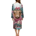 thumbnail image 2 of Yuyamidu Highland Cow Long Bath Robe for Women Poinsettia Zipper Front Bathrobes Christmas Mid-Length Night Robe Size S Novelty Zip Nightgowns Ladies Pajama House Coat, 2 of 7