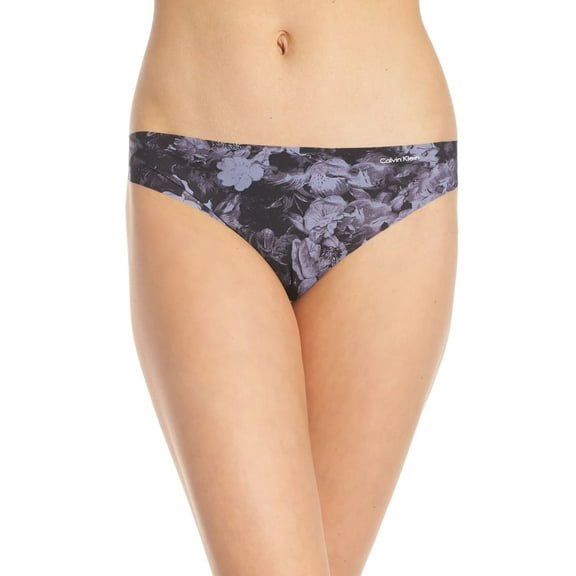 Calvin Klein Womens Invisibles Thong Grey Floral