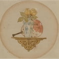 thumbnail image 2 of John George Sowerby 12x12 Gold Ornate Wood Frame and Double Matted Museum Art Print Titled - Vignette of Fan and Vase on a Shelf, 2 of 4
