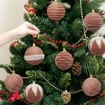thumbnail image 4 of 6 Pcs Flocked Christmas Ball Ornaments 3.15 in, Velvet Tree Baubles Set with Hanging Cord for Holiday Decor, 4 of 6