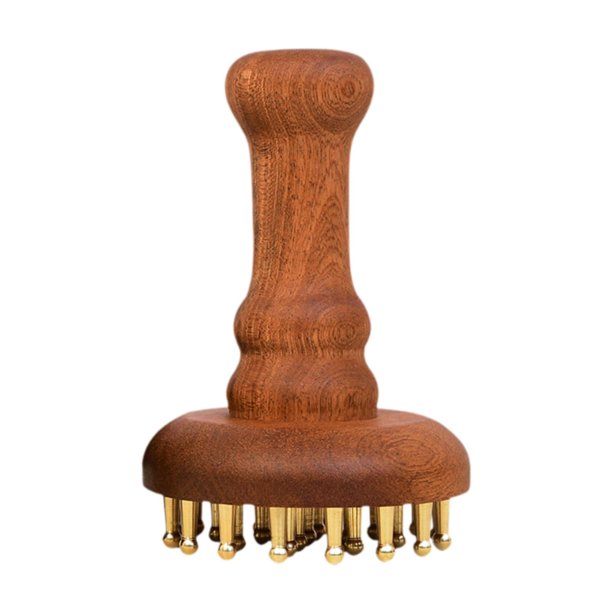 Peine de masaje de madera, cepillo , ideal para el hogar, , relajación, el raspado, regalo, diente de latón para adultos, para