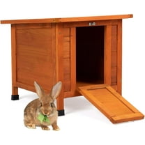 PINDEE Rabbit Hutch, Outdoor Cat House Weatherproof, Bunny Cage Indoor with Openable, Portable Small Animals Shelters with Nonslip Ramp for Hideout Rabbits/Feral Cats/Chicken/Small Animals-Orange