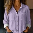 thumbnail image 2 of Xunmmm Button Down Shirts For Women Patchwork Pullover Plaid Printed Casual Long Sleeve Shirt Womens Blouses Purple XXL, 2 of 8