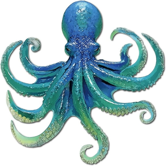 Metal Octopus Wall Hanging Ocean Theme Wall Sculpture Vivid Colorful Sea Life Animal Rustic Ornament Art Decor Sign for Front Porch Living Room Home Office Garden Balcony 11.8 x 11.8 Inch