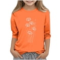 thumbnail image 2 of jobturf Cute Tops for Girls Trendy Floral Graphic Tees Y2k Comfy Loose 3/4 Length Sleeve Blouses Summer Shirts Size 3-12 Years, 2 of 5