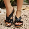 thumbnail image 6 of Zefriona Women's Casual Wedge Sandals Slip On Open Toe Floral Decorative Summer Beach Slides Black Size 5.5, 6 of 10
