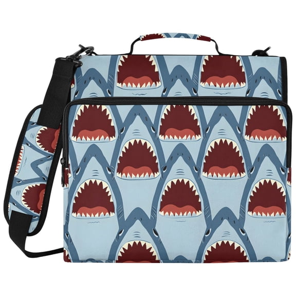 ALAZA Zipper Binder Sharks-s2 Pattern 2 inch 3 Ring 500 Sheet Capacity Trapper Keeper File Folder Organizer Bag