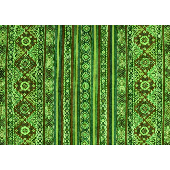 Ahgly Company Indoor Rectangle Abstract Green Modern Area Rugs, 2' x 5'