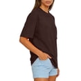 thumbnail image 3 of Lumtrix Womens 2026 Spring Summer Going Out Tops Casual Short Sleeve Crewneck Loose Fit Basic Oversized T Shirts Coffee 2XL, 3 of 4