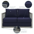 thumbnail image 6 of Modway Aura Modern Rattan & Fabric Outdoor Patio Loveseat in Gray and Navy, 6 of 7