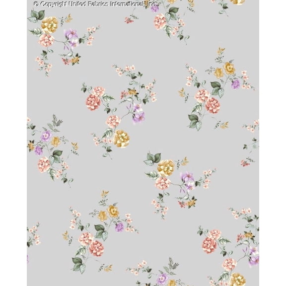 Challis Rayon Printed Manna Woven Fabric, Floral Dress Top Soft Rayon Sewing (DENIM/BLUSH/LILAC, ByYard)