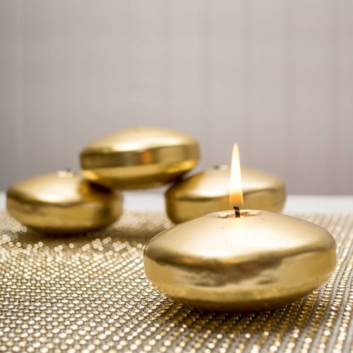 Floating Candles Floating Disc Candle Unscented 3 inch Metallic Gold 12 ...