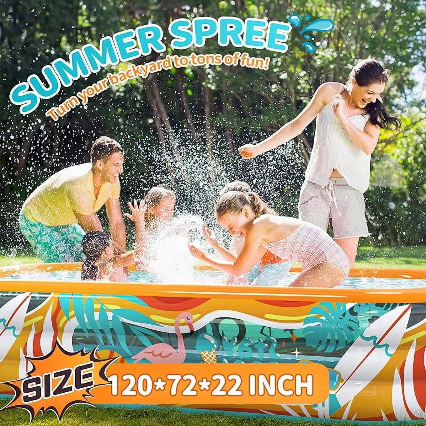 JoyStone Inflatable Pool for Kids and Adults, 120" x 72" x 22" Thickened Family Swimming Pool Paddling Pool with 2 Pool Floats, Summer Water Toy for Backyard, Garden