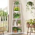 thumbnail image 3 of Tribesigns 70-Inch Industrial Corner Bookshelf, 5-Tier Ladder Shelf, Plant Stand, 3 of 6