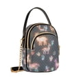 thumbnail image 7 of FORMRS Crossbody Bag for Women Quilted Travel Shoulder Cell Phone Purse with Chain Strap Handbag, Neon Llamas Pattern, 7 of 7