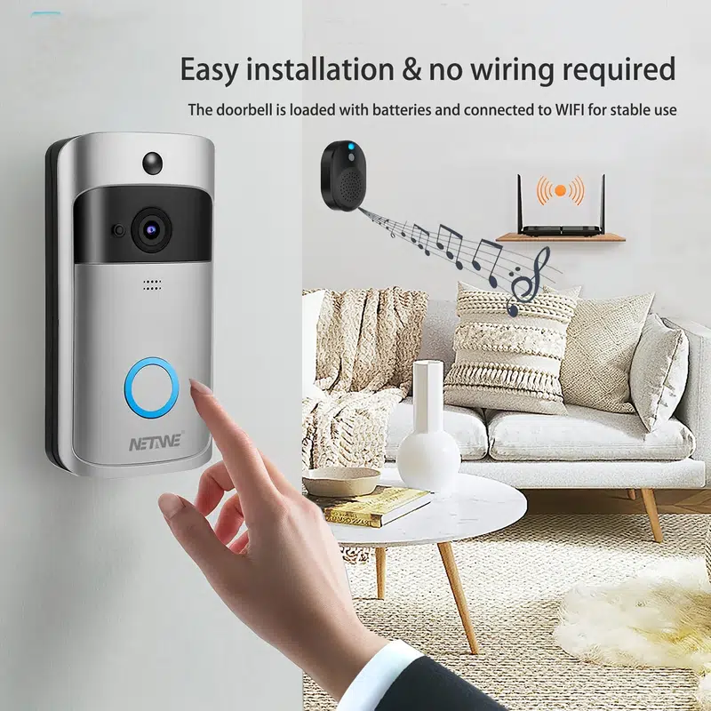 Video Doorbell Camera Wireless Battery Powered WiFi Video Doorbell Camera Motion Detector 2Way