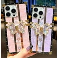 thumbnail image 3 of Funda compatible con iPhone de 16 a 6,1 pulgadas con purpurina de lujo, diseño de mariposa, plegable, con soporte, suave, con efecto espejo de policarbonato, antideslizante, para mujeres y niñas, 3 of 6