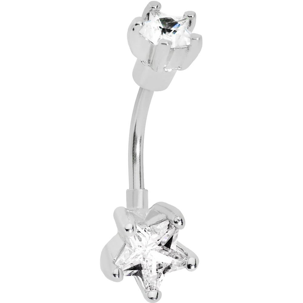 Body Candy Clear Double Star Belly Button Ring