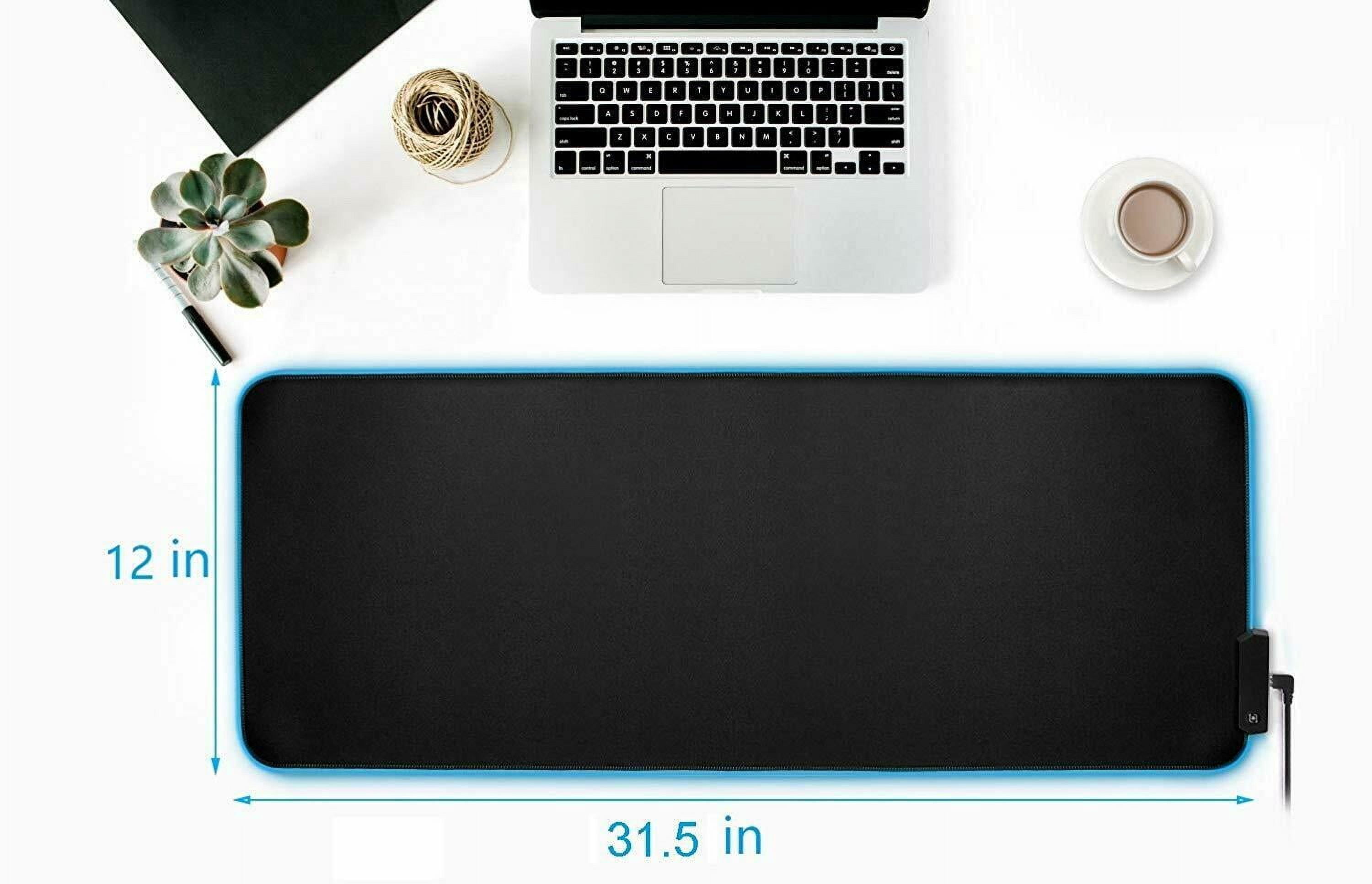 31.5" X 12" Large Mouse Pad, RGB LED Gaming Mouse Pad with Smooth PU Leather & Stitched Edges, Waterproof Large Mouse Mat with Non-Slip Rubber Base for Gamer