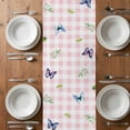 thumbnail image 6 of Blue Purple Gnomes Table Runner - 72 Inch Long, Kitchen Dining Table Runner Dresser Scarves, Spring Hydrangea Flower Leaf Pink Plaid Farmhouse Decor for Coffee Tables Wedding Party Banquet, 6 of 8