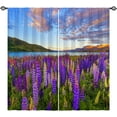 thumbnail image 2 of Floral Kitchen Curtains Nature Landscape Theme New Zealand Lupin Flower Field Scenery Scene Print Pattern Rod Pocket Waterproof Window Drapes for Bathroom Bedroom Office 2 Panels 26 x 36 Inch, 2 of 5