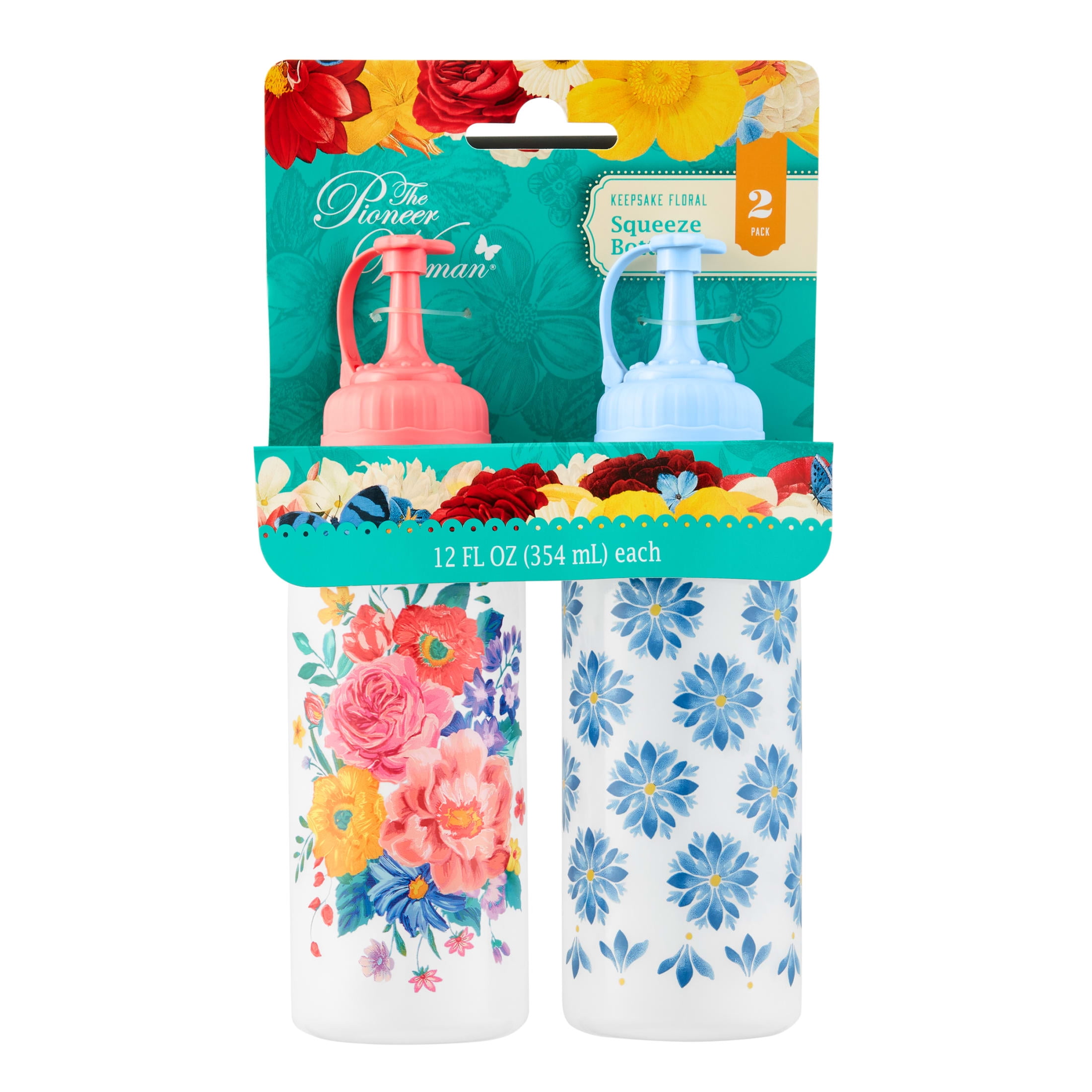(3 pack) The Pioneer Woman 12 oz Plastic Squeezable Condiment Dispensers, 2 Pack