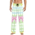 thumbnail image 2 of Cotton Mens PJ Pajama Pants Bottoms Waistband Sleepwear with Pockets Cute Bows and Plaid, 2 of 7
