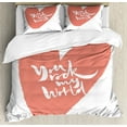 thumbnail image 1 of You Rock Duvet Cover Set Queen Size, Monochrome Charcoal Look Sketch Heart with Love Affection Phrase Illustration, Decorative 3 Piece Bedding Set with 2 Pillow Shams, Coral and White, by Ambesonne, 1 of 3