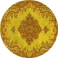 thumbnail image 1 of Ahgly Company Machine Washable Indoor Round Persian Yellow Traditional Area Rugs, 4' Round, 1 of 4