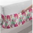 thumbnail image 2 of Exotic Bed Skirt, Endemic Tropic Flowers on a Background of Paint Blots, Elastic Bedskirt Dust Ruffle Wrap Around for Bedding Decor, 4 Sizes, Magenta Fern Green, by Ambesonne, 2 of 2