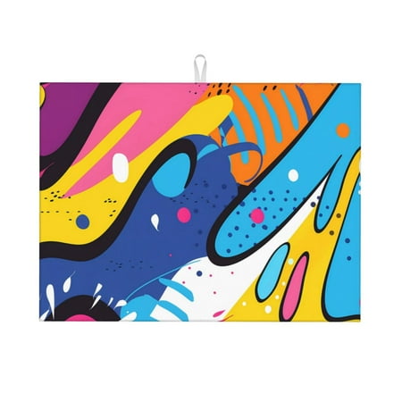 

Zufioo Abstract Color Splash Print Microfiber Dish Drying Mat 18x24 Inch Water Absorbent Non-Slip Mat for Kitchen Dining Room Bar Counter