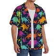 thumbnail image 4 of Wukai Colorful Dinosaur Men's Casual Short-Sleeve Button Down Shirt - Lightweight Summer Dress Shirt for Daily Wear-Small, 4 of 7